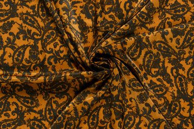 Okergele stoffen - Satijn stof - paisley - oker - 22029-034