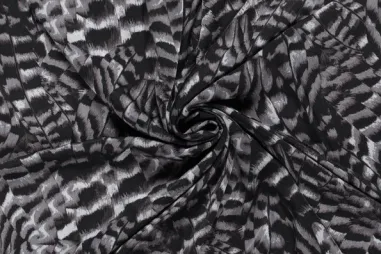 Satijn stoffen - Satijn stof - abstract - zwart wit - 22030-069