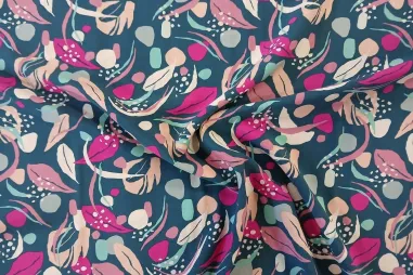 Petrol - Baumwolle - Blumen abstrakt - petrol - 19686-024