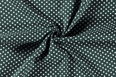 Katoenen stoffen met diverse stippen - Katoen stof - poplin - stippen - donkergroen - 5570-028