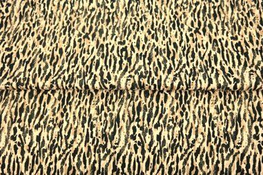 Stoffe - Tricot stof - digitaal dierenprint - zwart beige - 24966-22
