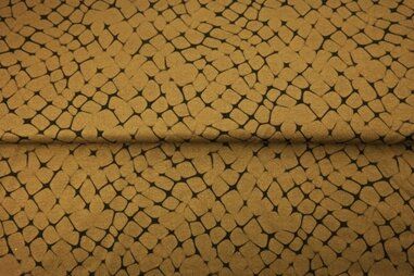 Stenzo stoffen uitverkoop - Tricot stof - digitaal abstract - bruin zwart - 24923-33