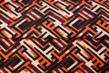 215gr/M² - Tricot stof - digitaal abstract - terra multi - 24924-11