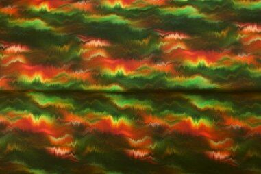 Oeko Tex - Tricot stof - digitaal abstract - groen rood - 24909-11