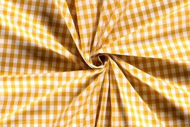 Okergele stoffen - Katoen stof - poplin - boerenbont ruit (1 cm) - oker - 5635-034
