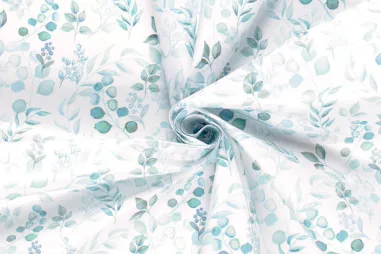 Afneembare stoffen - Tafelzeil - bladeren - wit - 1844-050