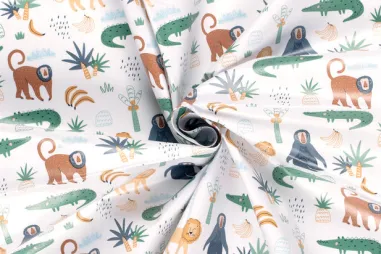 70% PVC, 30% polyester - Tafelzeil - dieren - wit - 1851-050