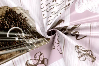 Afneembare stoffen - Tafelzeil - coffee - gebroken wit -1852-051