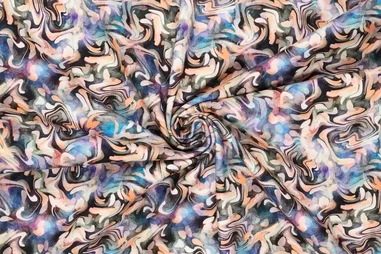 Oeko-Tex klasse 2 - Stretch stof - cotton velvet - abstract - multi - 21305-690
