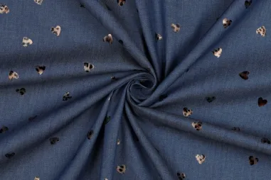 Tuinbroek - Spijkerstof - denim foil hartjes - blauw - 3575-001