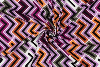 Verhees stoffen - Viscose stof - rosella stretch - geometric - lila - 4190-004