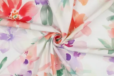 115gr/M² - Viscose stof - Ecovero - digitaal bloemen - wit - 4304-001