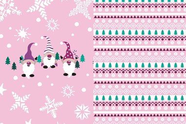 Weihnachtsmotiv - French Terry - Panel - digital X-MAS - Gnome - rosa - 7002-110