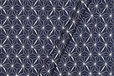 Afneembare stoffen - Katoen met coating - abstract - donkerblauw - 5290-003