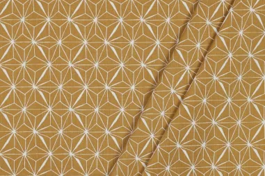90% katoen, 10% polyacryl - Katoen met coating - abstract - oker - 5290-006
