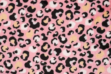 Fleece - Fleece stof - cuddle - panterprint - roze - 32015-130