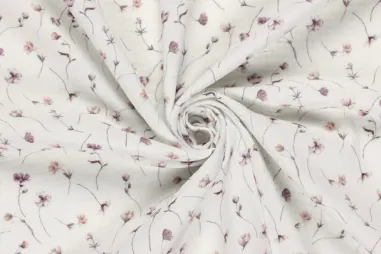 Musselin Stoffe - Musselin - digitale Blumen - off-white - 21602-051