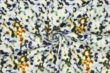 Oeko-Tex klasse 2 - Ribcord stof - corduroy stretch - brush paint - blauw multi - 21317-650