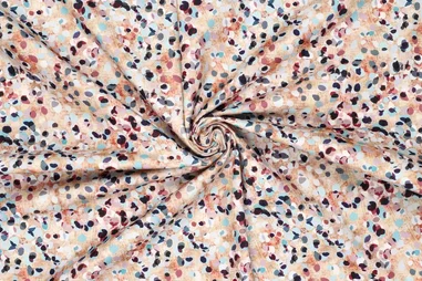 Oeko-Tex klasse 2 - Ribcord stof - corduroy stretch - fantasie - blauw multi - 21319-635