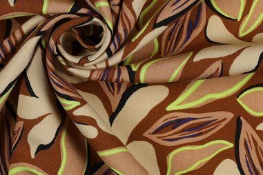 100% viscose stoffen - Viscose stof - radiance - abstract - bruin - 3163-004