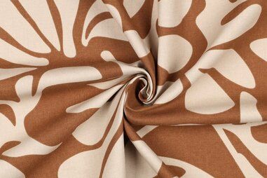 Cognac - Canvas stof - vintage leaves - cognac - 3009-010