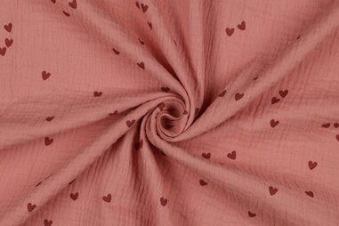 Musselin Stoffe - Hydrophiler Stoff - Herzen - blush - 3166-050