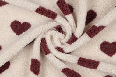 335gr/M² - Teddy stof - harten - rouge - 3489-002