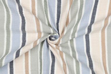 Jumpsuit stoffen - Hydrofiel stof - yarn dyed stripes - groen blauw - 3569-002