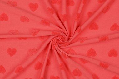 80% Baumwolle, 20% Polyester - Badstof - rekbare badstof - harten - koraal - 3640-001