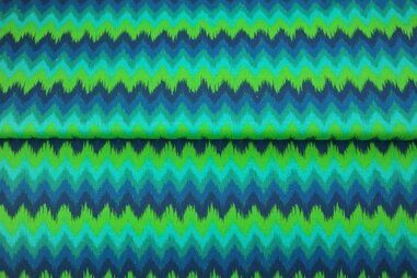 Uitverkoop - Tricot stof - digitaal gestreept zig zag - groen blauw multi - 24919-99