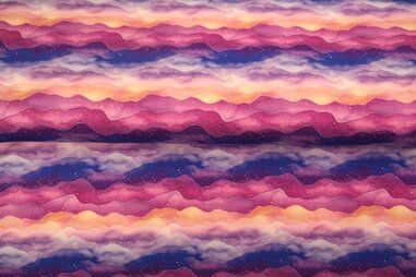 Stenzo stoffen uitverkoop - Tricot stof - French Terry - digitaal abstract - roze multi - 24514-12