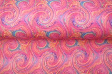 250gr/M² - Tricot stof - French Terry - digitaal abstract - roze - 24553-12