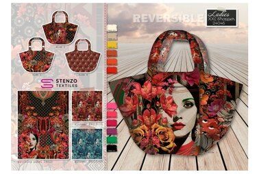 Tas panelen - Paneel stof - canvas paneel voor tas - digitaal bloemen - rood multi - 24046