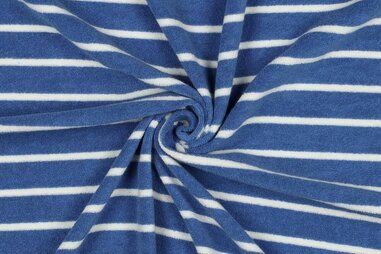 80% katoen, 20% polyester stoffen - Badstof - rekbare badstof - strepen - blauw - 4588-002