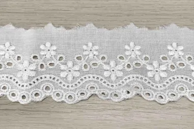 Diverse merken fournituren - Kant broderie glans 53 mm - wit - 30004083-009