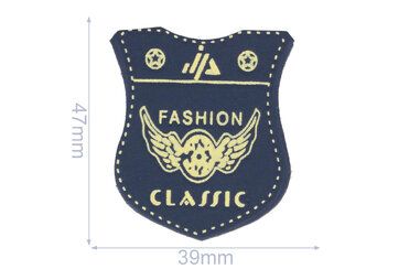 Applikationen - Applicatie fashion classic schild 39x47 mm - blauw - 102-135