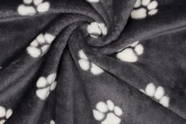 Verhees stoffen - Fleece stof - dog paw - donkergrijs - 2983-003