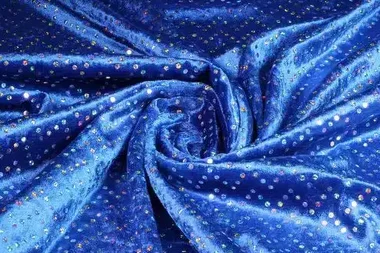 Carnavalsstoffen - Velours de panne - hologram - kobalt - 3510-192