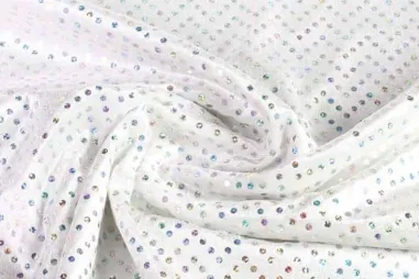 Polyester stof - linnenlook - wit - 23229-050 - Velours de panne - hologram - wit - 3510-131