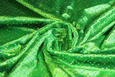 Appelgroene stoffen - Velours de panne - hologram - appelgroen - 3510-123