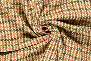 400gr/M² - Polyester stof - jacquard Pied de Poule - roze groen - 22248-017