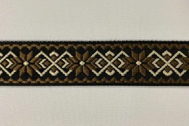 Band - Tassenband 38 mm - zwart bruin ecru - 3568-17