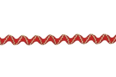 Zickzackband* - Zigzagband 8 mm - lurex - rood goud - A1032.08.914