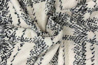 Strickstoffe - Strickstoff - kariert - ecru schwarz - JT504