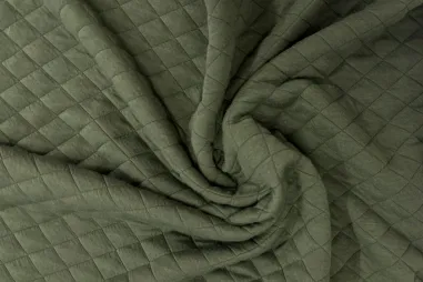 JT stoffen - Doorgestikte stof - diamond jacquard - legergroen - JT512