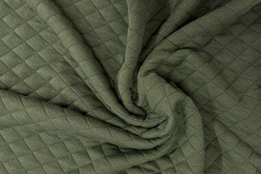 Gestepte voering stoffen - Doorgestikte stof - diamond jacquard - legergroen - JT512