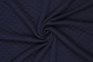 Gestepte voering stoffen - Doorgestikte stof - diamont jacquard - donkerblauw - JT510