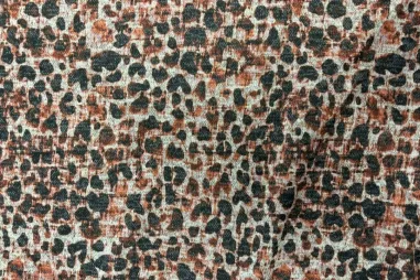 Uitverkoop - Tricot stof - fantasie - zwart steenrood ecru - JT518