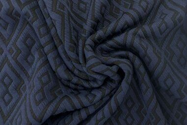 JT stoffen - Polyester stof - jacquard - abstract - donkerblauw - JT536