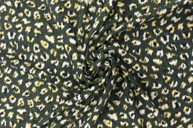 Ausverkauf - Polyesterstoff - Bubble Krepp - grün gelb schwarz - JT549